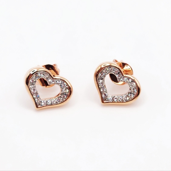 Dainty Rose Gold Plated Heart Studs - Picture 10 of 10